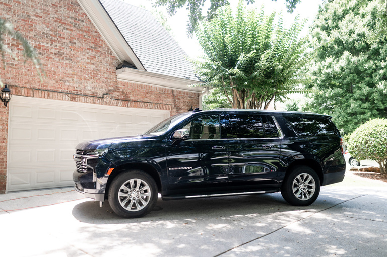 Photograph of a black Suburban, transformed by our expert detailing in Wentzville, reflecting our ability to handle large vehicles with a spotless finish.